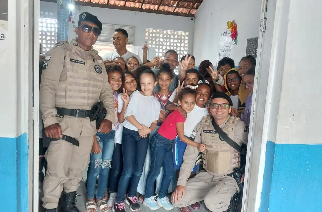 PM realiza visitas a unidades de creches e escolas do município de Coração de Maria. Foto: Reprodução/ PM