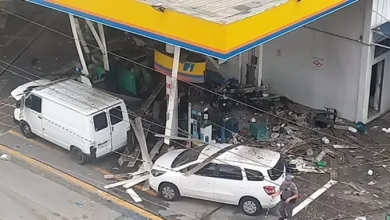 Posto fica danificado após explosão — Foto: Eduardo Coelho/Arquivo pessoal