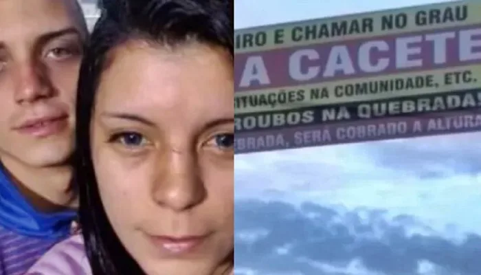 Na região, uma faixa foi colocada decretando silêncio sobre o caso do "beijo grego" - Reprodução: Redes Sociais