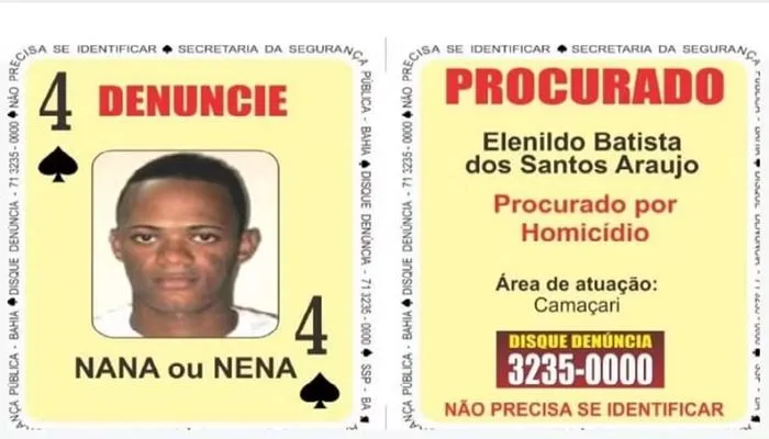 Nena era o 4 de Espadas do Baralho do Crime — Foto: SSP