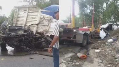 Batida entre caminhão e carreta deixa dois mortos e um ferido na BR-101. Foto: Reprodução/TV Santa Cruz