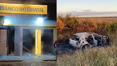 Caixas eletrônicas foram explodidos e um dos carros foi encontrado queimado- Foto: Reprodução/Redes Sociais