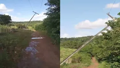 Moradores de assentamento em São Sebastião do Passé denunciam perigo de queda de postes de alta tensão- Foto: Reprodução