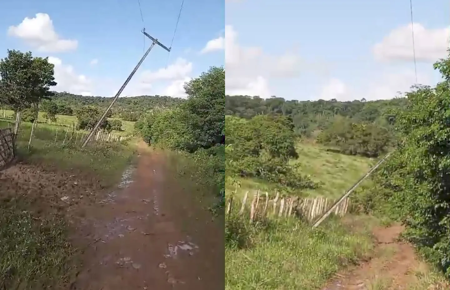 Moradores de assentamento em São Sebastião do Passé denunciam perigo de queda de postes de alta tensão- Foto: Reprodução