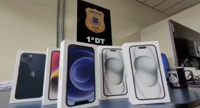 Polícia da Bahia indicia 14 suspeitos de aplicarem ‘golpe do cartão virtual’ em compras de celulares de última geração — Foto: Reprodução/TV Sudoeste