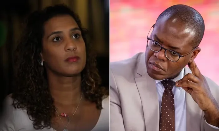 A ministra da Igualdade Racial, Anielle Franco, e o titular dos Direitos Humanos, Silvio Almeida — Foto: Reprodução/Globo