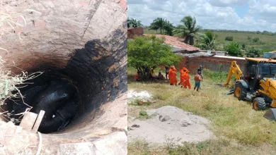 Bombeiros resgatam boi que caiu em fossa em Conceição do Jacuípe- Foto: Leitor FALA GENEFAX