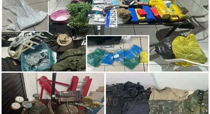 Laboratório de drogas é descoberto pela Polícia Militar; maconha, granadas e roupas camufladas foram encontradas no local-Foto: Divulgação/SSP-BA