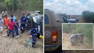 Grave acidente deixa homem e mulher feridos; motorista ficou preso às ferragens - Foto/ Reprodução: Redes Sociais