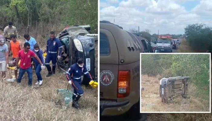 Grave acidente deixa homem e mulher feridos; motorista ficou preso às ferragens - Foto/ Reprodução: Redes Sociais