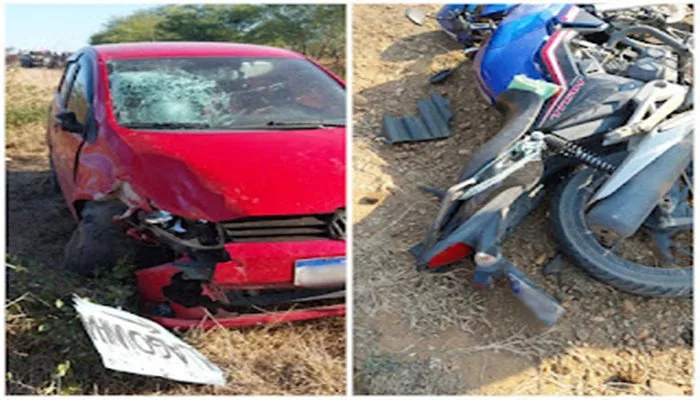 Idoso morre após colisão entre carro e moto - Foto/Reprodução