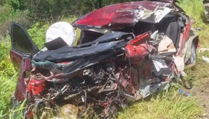 Quatro pessoas da mesma família morrem após batida entre carro e caminhão na Bahia — Foto: Reprodução/TV Sudoeste