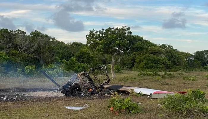 Uma pessoa morreu após queda de aeronave em Prado, no extremo sul da Bahia- Foto: Reprodução/ Diego Ferrari