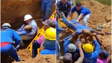 Trabalhadores ficam soterrados durante instalação de rede de água pluvial- Foto: Reprodução