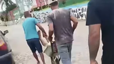 homem levado em carro de mão em Pedrão