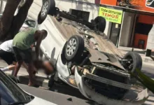 capotamento na Avenida Fraga Maia