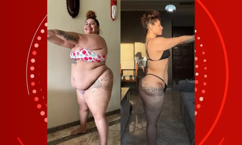 Aila Menezes mostra antes e depois de perder 90 kg com cirurgia bariátrica — Foto: Reprodução/Redes Sociais