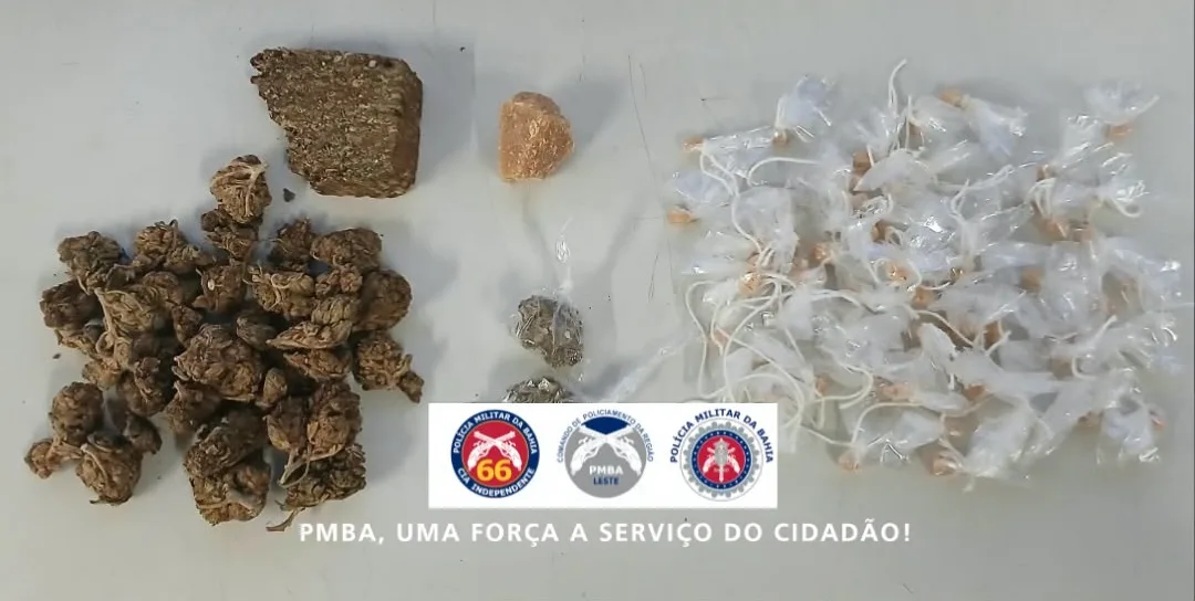 arma e drogas apreendidas em Conceição do Jacuípe