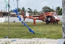 criança com câncer transferida de helicóptero