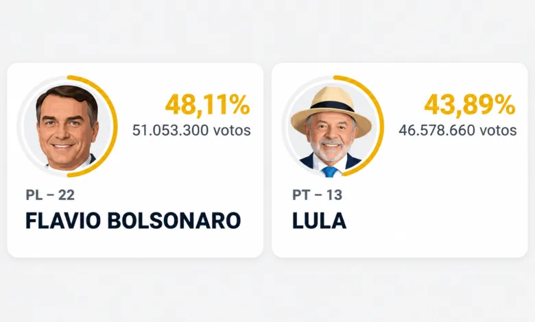 segundo turno entre Lula e Flávio Bolsonaro